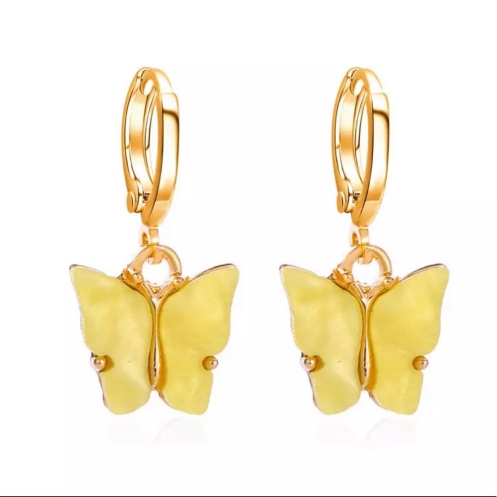Yellow Butterfly Earrings Jewelry Gift